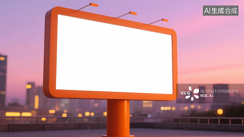 【AI数字艺术】黄昏下的城市LED广告牌图片素材