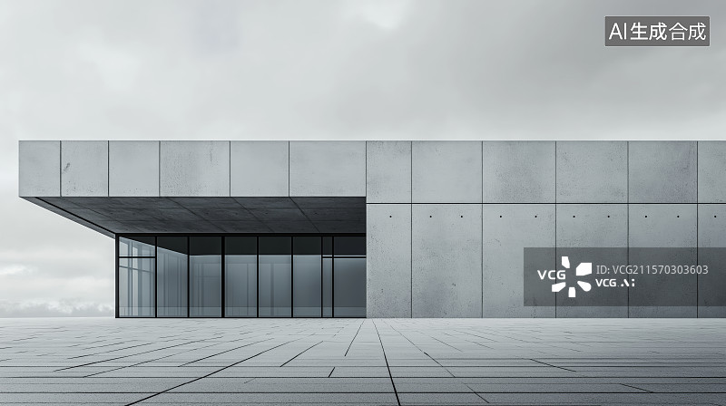 【AI数字艺术】冷色调极简主义建筑风格背景图图片素材