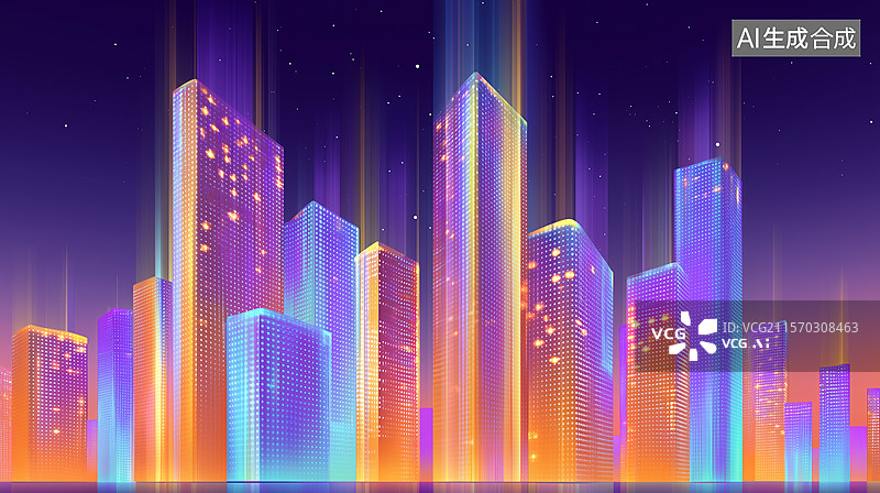 【AI数字艺术】霓虹都市的梦幻星空夜景图片素材