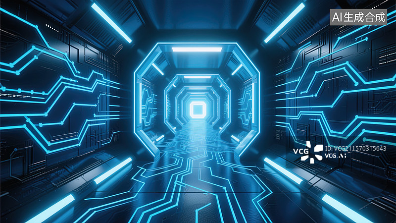 【AI数字艺术】未来科技感的赛博空间图片素材