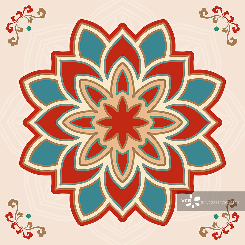敦煌配色莲花纹样图片素材