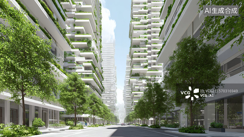 【AI数字艺术】未来垂直绿化城市图片素材