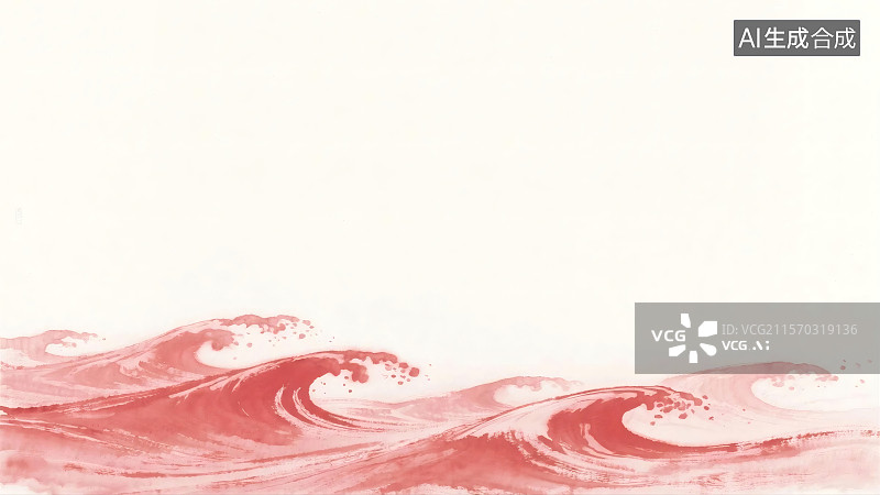 【AI数字艺术】红色波浪在白色背景上形成抽象艺术画面图片素材