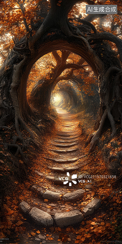 【AI数字艺术】梦幻拱桥映碧水图片素材