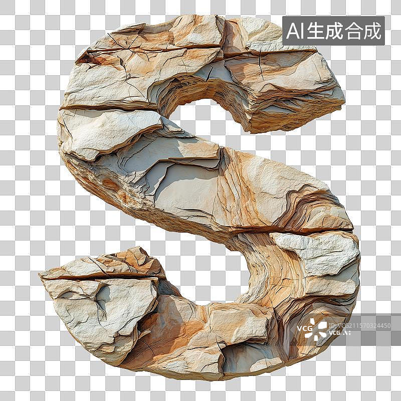 【AI数字艺术】3D立体岩石字母免抠元素图片素材