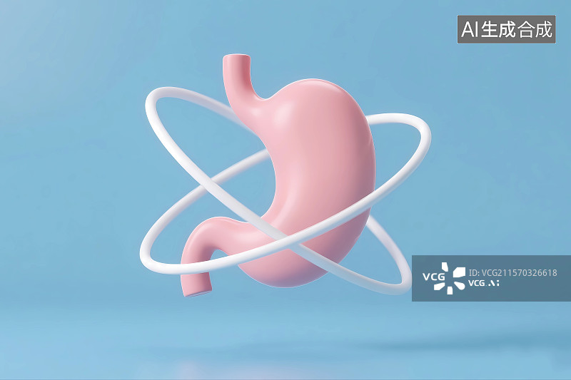 【AI数字艺术】人体胃部消化系统3D插画图片素材