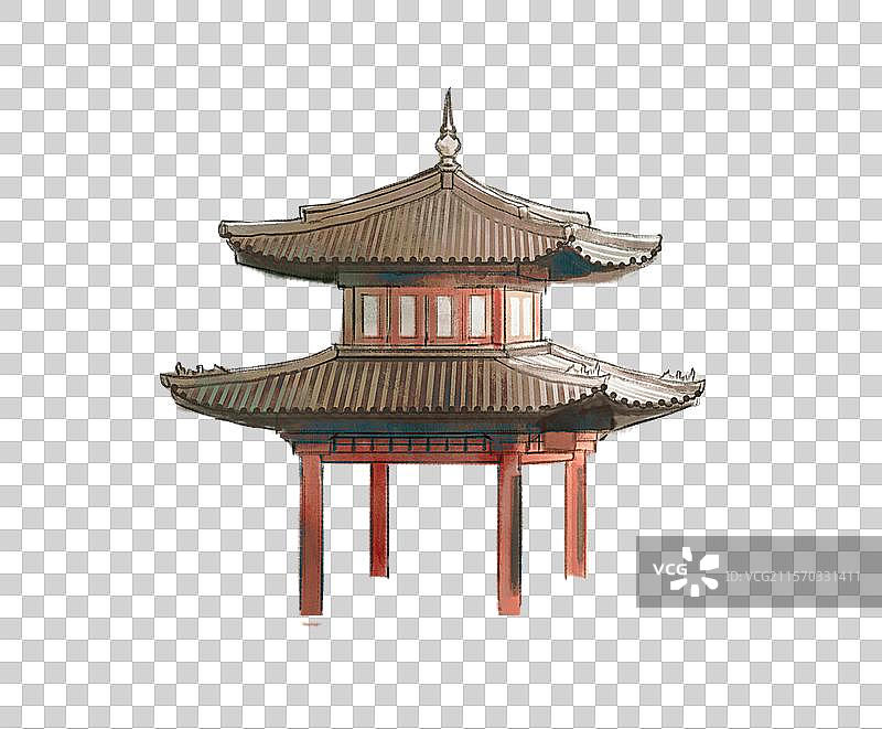 古建筑凉亭-国风古风水墨元素图片素材