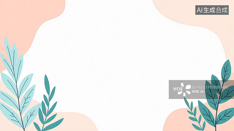 【AI数字艺术】2D卡通扁平绿色叶子背景最大图片素材