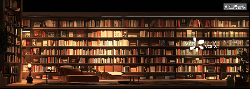 【AI数字艺术】图书馆的温暖角落图片素材