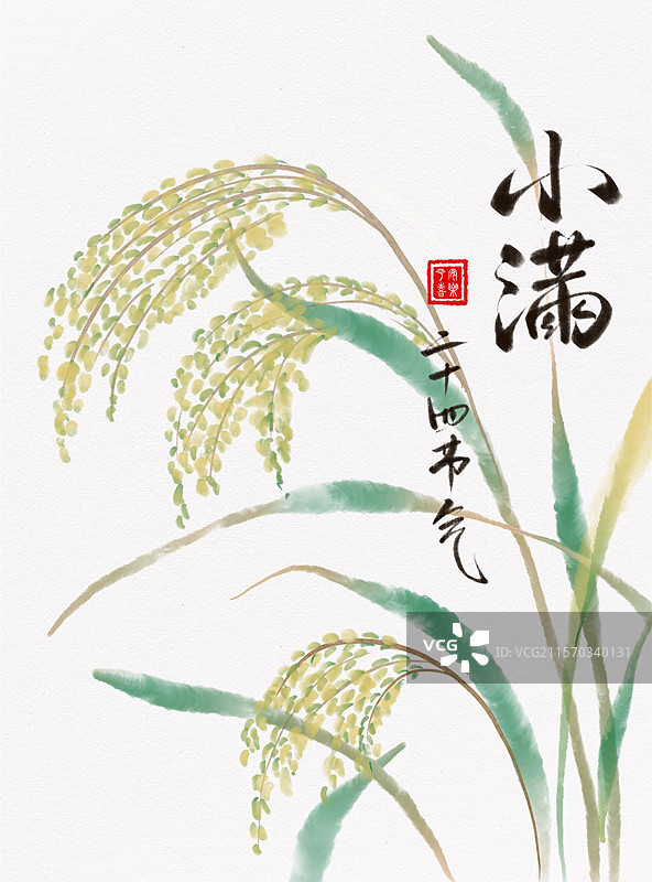小麦 农田 夏天 小满 水彩 谷 海报图片素材