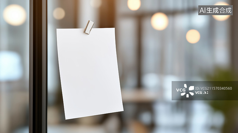 【AI数字艺术】夹子悬挂的空白纸张图片素材
