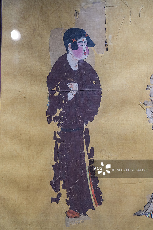 唐代 彩绘仕女双人图 吐鲁番阿斯塔那古墓出土 新疆维吾尔自治区博物馆图片素材