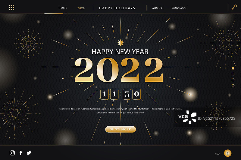 渐变新年着陆页模板图片素材