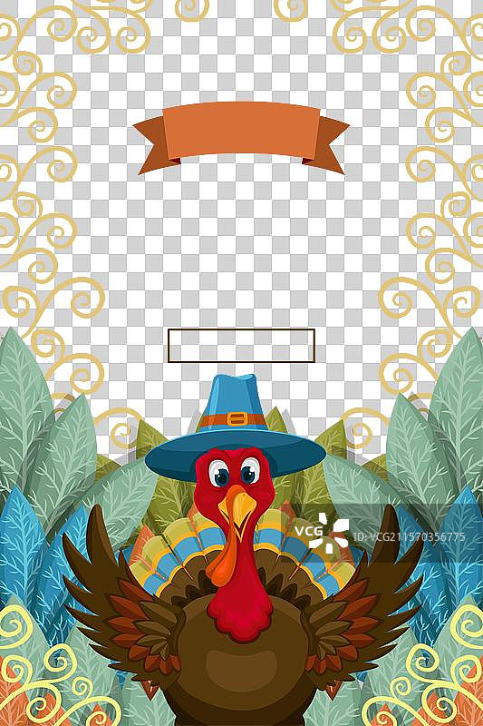 手绘平面感恩节垂直海报图片素材