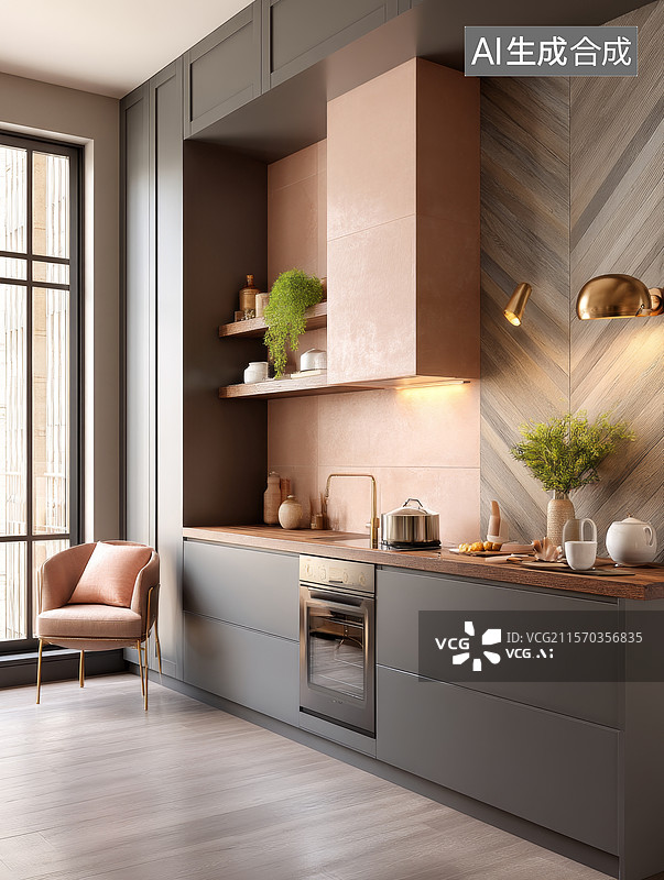【AI数字艺术】现代厨房内饰设计图片素材