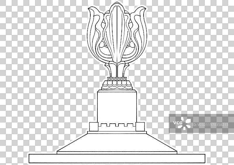 永远盛开的紫荆花香港特别行政区庆贺标志 新国风新中式白描空白填色线稿速写卡通文创贴纸免扣元素图片素材