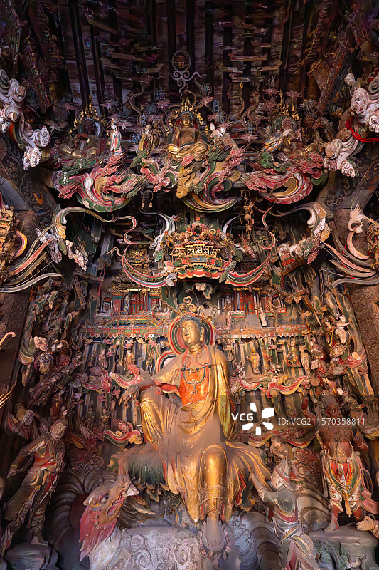 山西长治观音堂悬塑图片素材