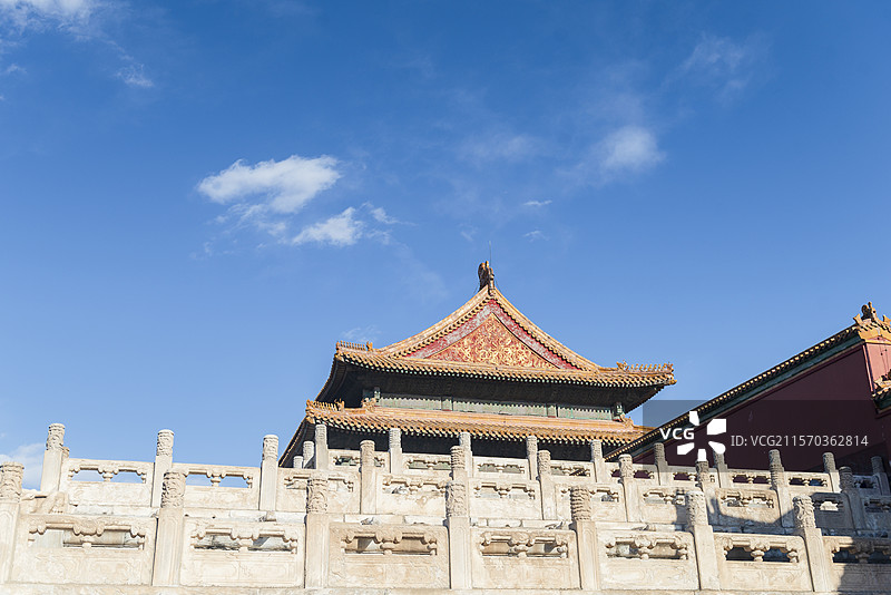 北京故宫古建筑 太和殿宫殿和汉白玉栏杆图片素材