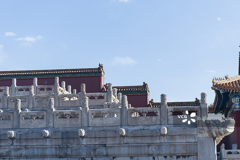 北京故宫古建筑 太和殿宫殿和汉白玉栏杆图片素材