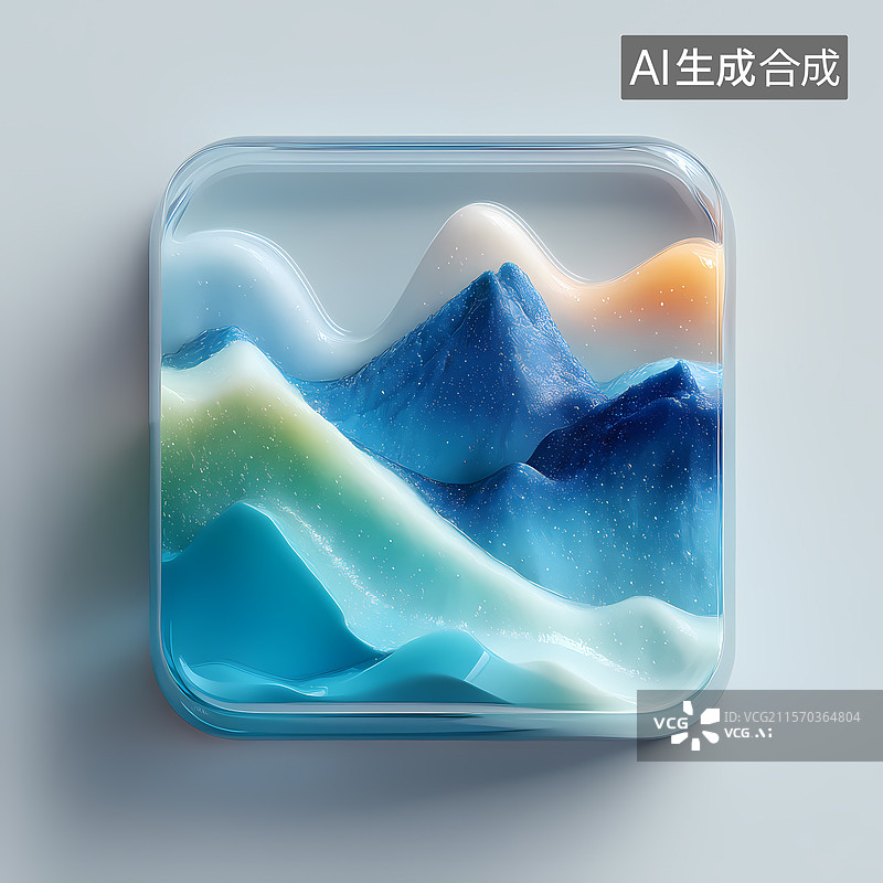 【AI数字艺术】卡通风格山脉图标插图背景图片素材