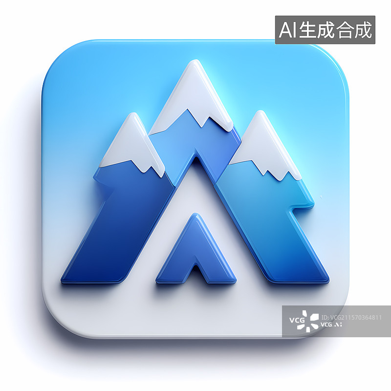 【AI数字艺术】卡通风格山脉图标插图背景图片素材