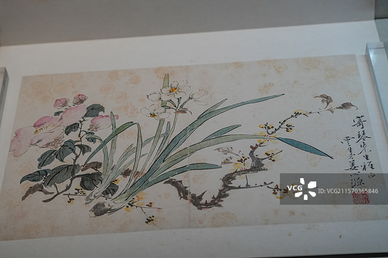 清代 姜心源 水仙腊梅图册 天津博物馆图片素材