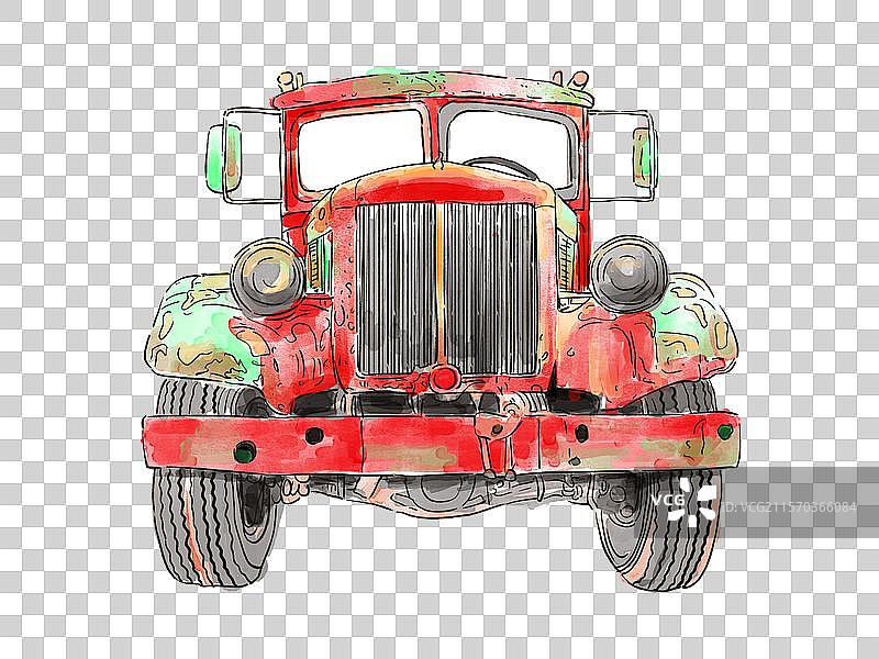 一辆古老的红色汽车图片素材