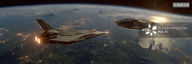 【AI数字艺术】宇宙飞船图片素材