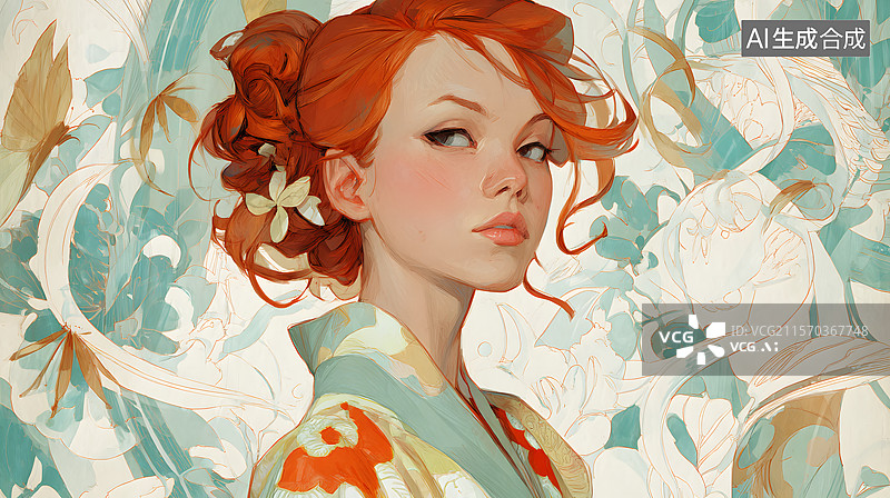 【AI数字艺术】女孩 和服图片素材