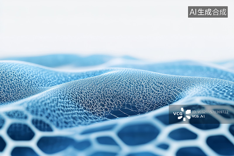 【AI数字艺术】蓝色网格结构的抽象图像图片素材