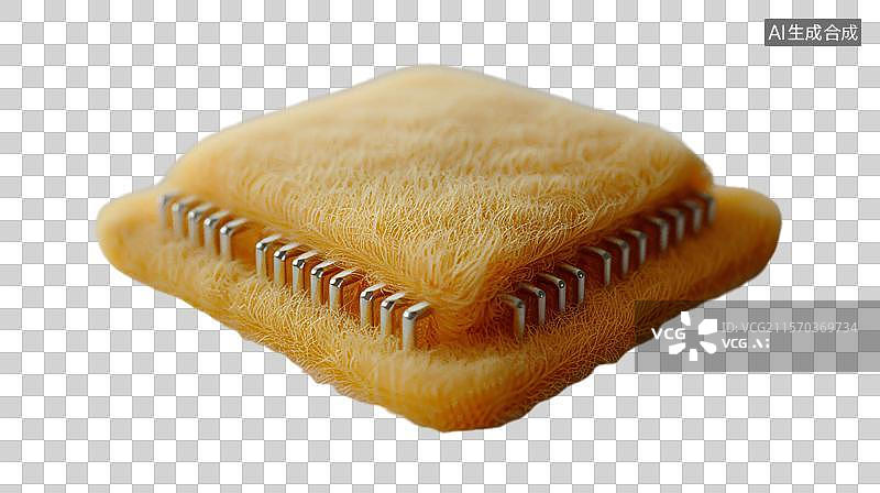 【AI数字艺术】毛毡风格的计算机芯片全帧拍摄图片素材