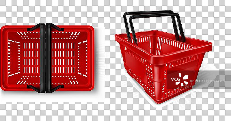 真实的超市购物篮集合图片素材