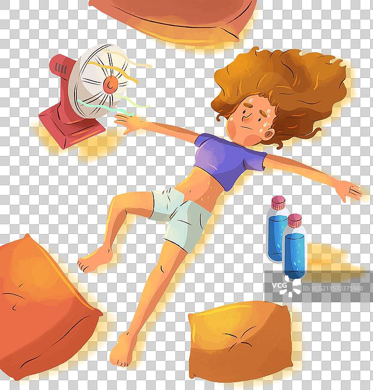 水彩画夏日炎热图片素材