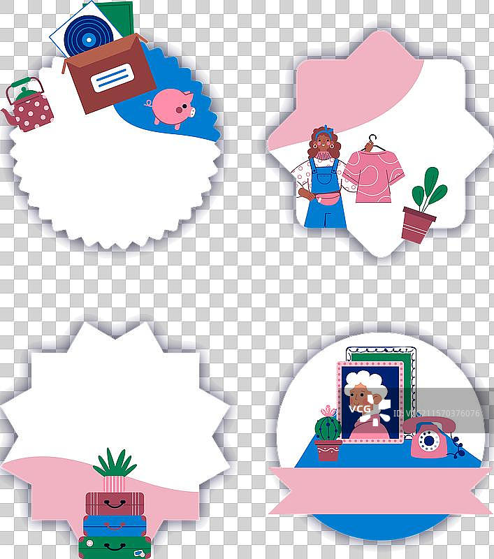 平面设计的二手跳蚤市场标签图片素材