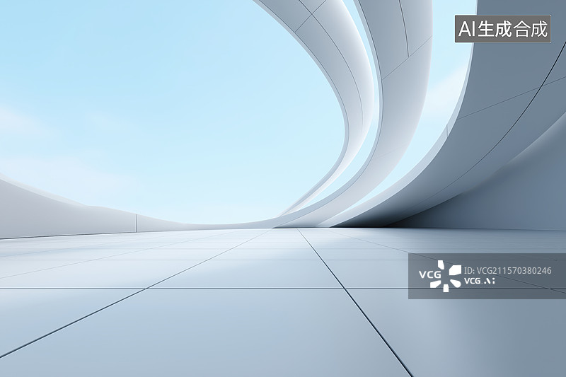 【AI数字艺术】现代建筑和空旷的地面图片素材