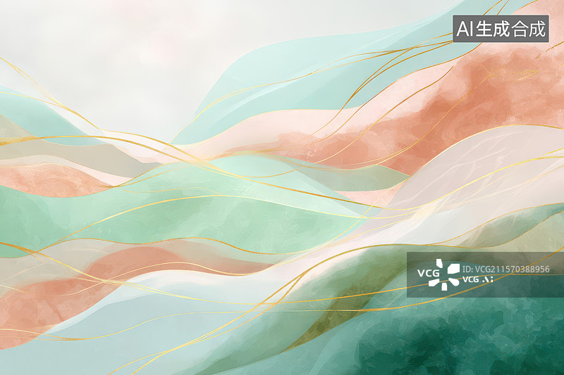 【AI数字艺术】梦幻渐变波浪抽象艺术装饰画图片素材