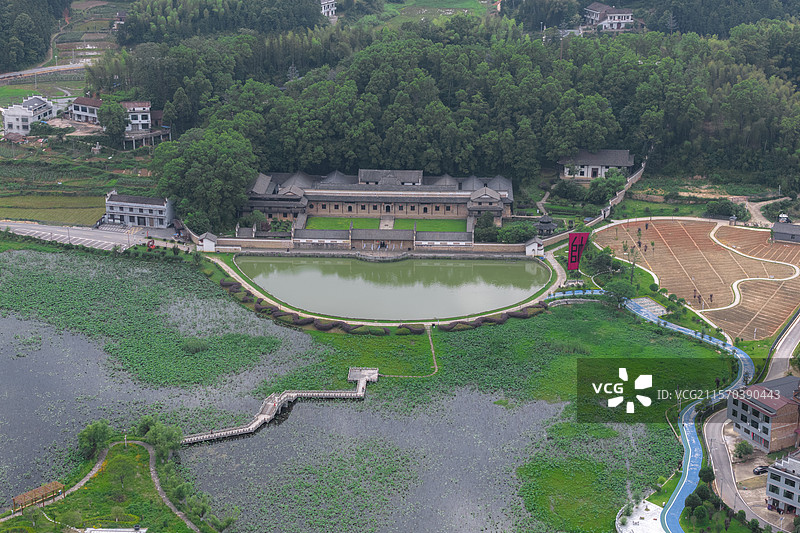 航拍夏日的曾国藩故居富厚堂图片素材