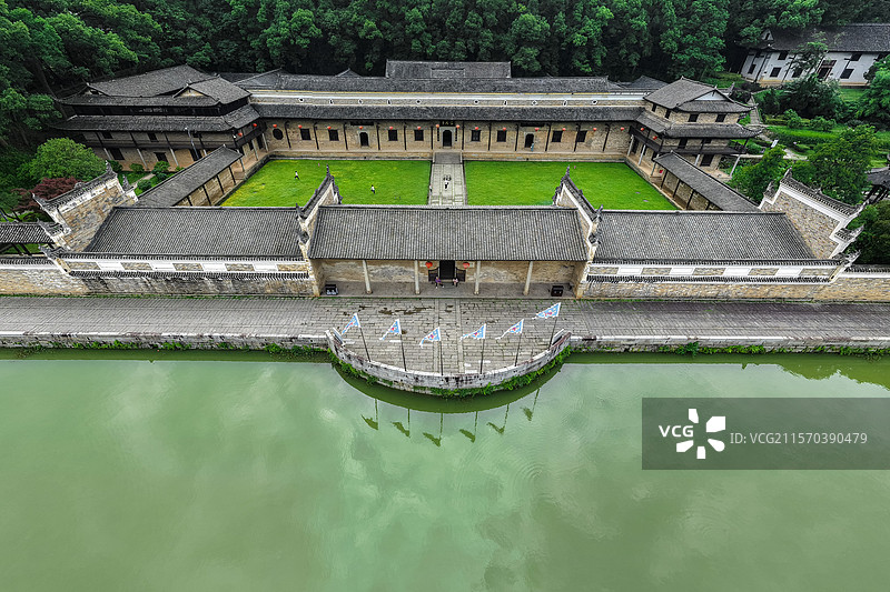 航拍夏日的曾国藩故居富厚堂图片素材