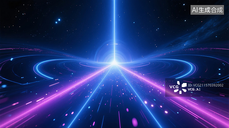 【AI数字艺术】未来科技蓝紫色渐变弧形光晕粒子光点背景图片素材