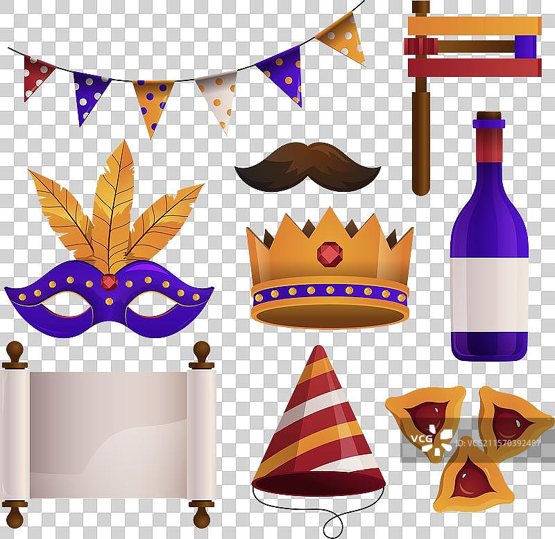 渐变普林节元素集合图片素材