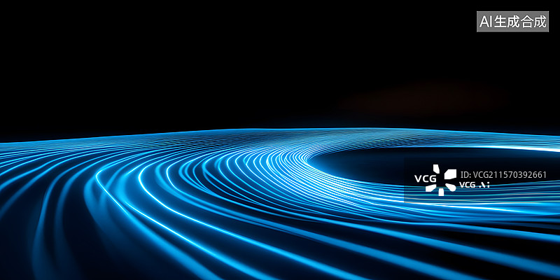 【AI数字艺术】蓝色光轨的抽象图案图片素材