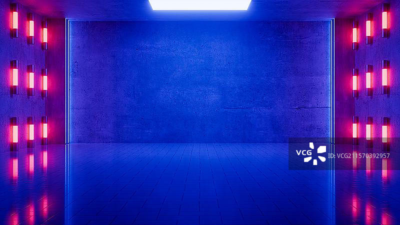 霓虹灯光下的赛博朋克未来空间 霓虹光影下的空间艺术图片素材