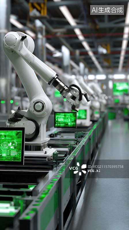 【AI数字艺术】自动化生产线上的机械臂图片素材