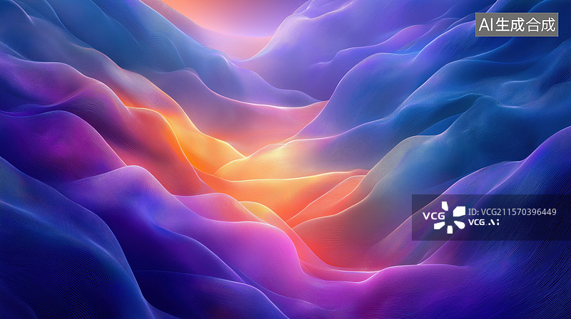 【AI数字艺术】流光溢彩的抽象波浪图景图片素材