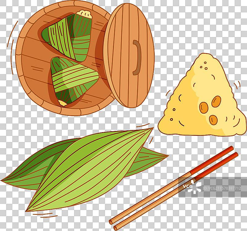 手绘龙舟与粽子系列图片素材