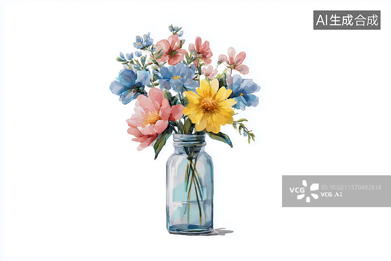 【AI数字艺术】玻璃瓶的插花图片素材