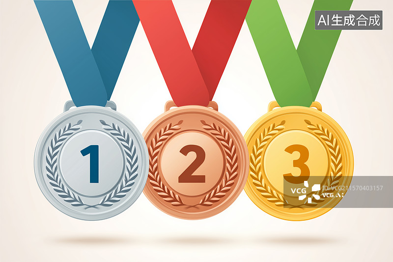 【AI数字艺术】白色背景的奖牌图片素材