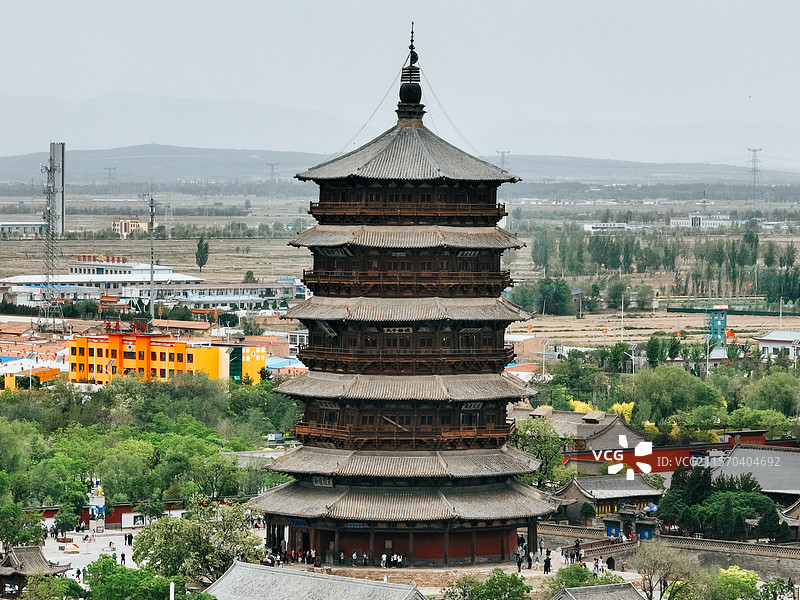 航拍山西大同应县木塔图片素材