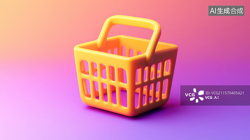 【AI数字艺术】渐变色背景下的手提篮子购物篮图片素材