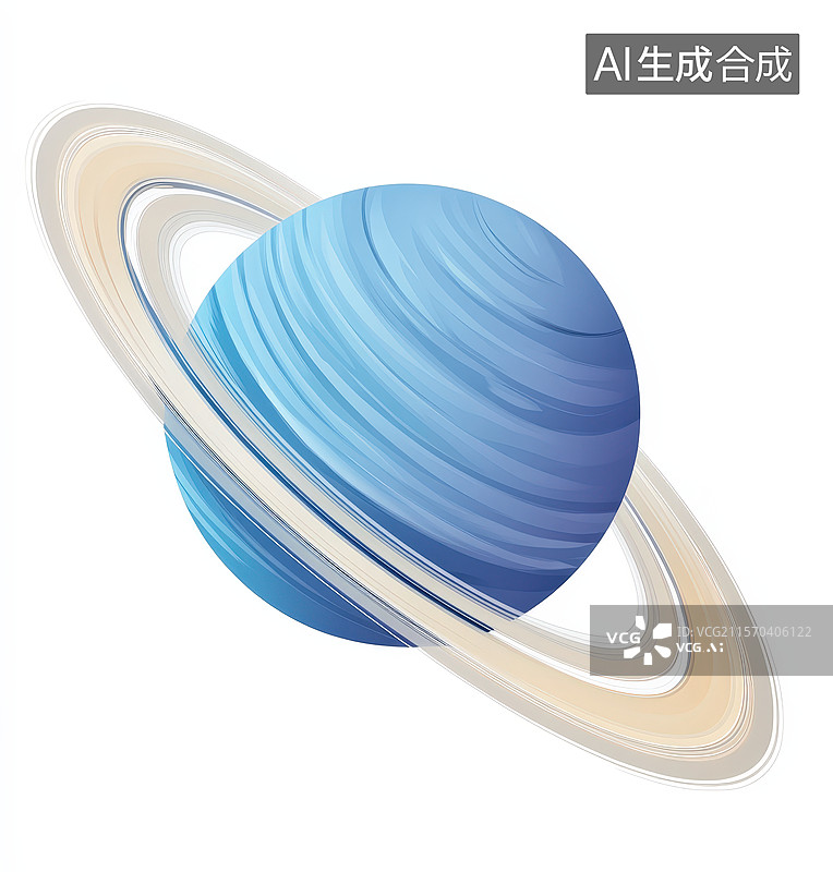 【AI数字艺术】白色背景下的带有星环的行星图片素材